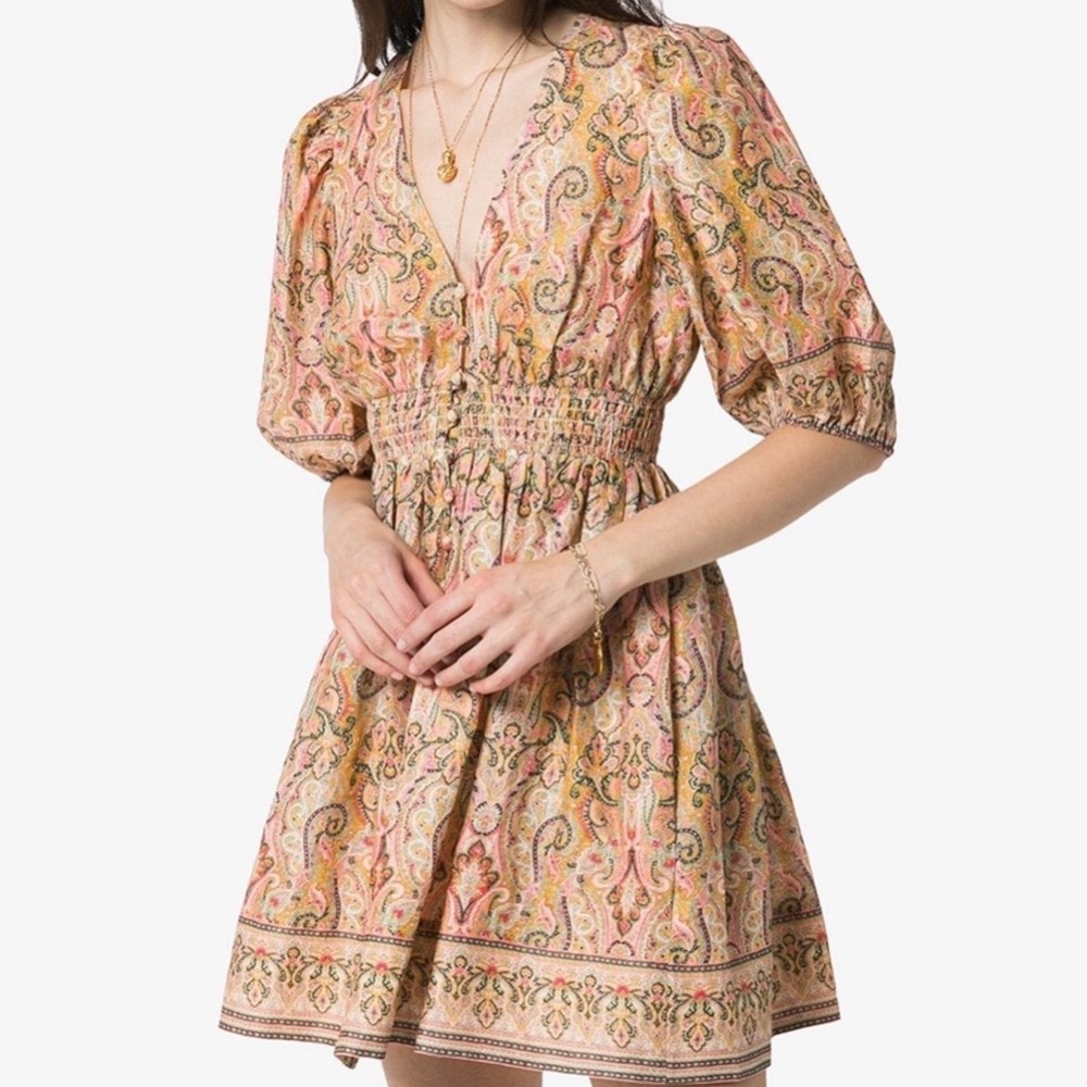 Zimmermann Freja Paisley Print Linen Mini Dress